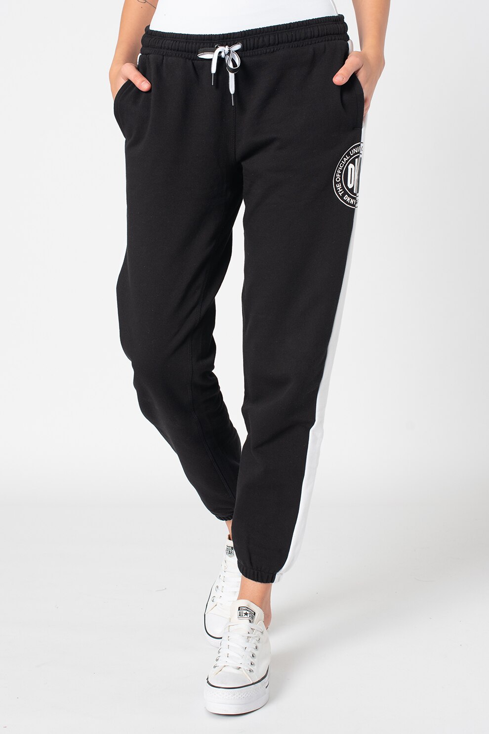 DKNY, Pantaloni sport conici relaxed fit, Negru, L