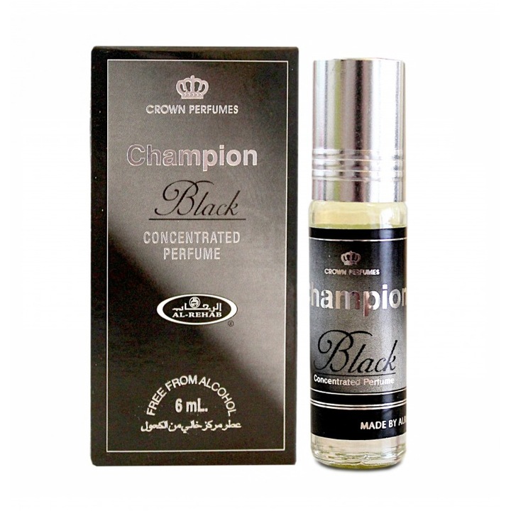 Parfüm Al Rehab Champion Black, férfi, fás, virágos aroma, 6 ml