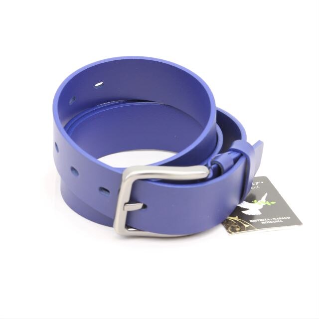 Curea barbati piele naturala culoare albastru 130 cm