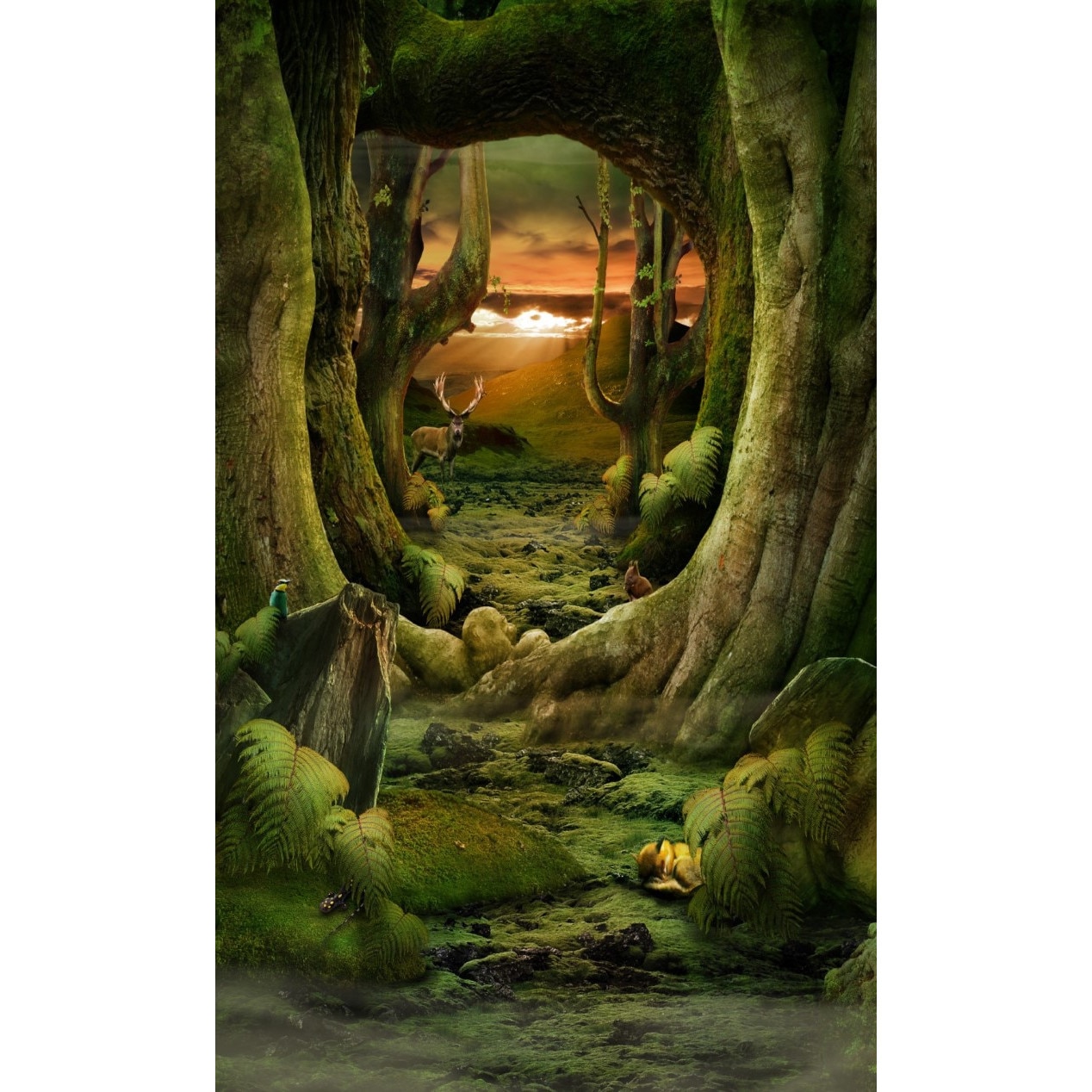 Fototapet de perete autoadeziv si lavabil Tunel prin padure, 135 x 225 cm