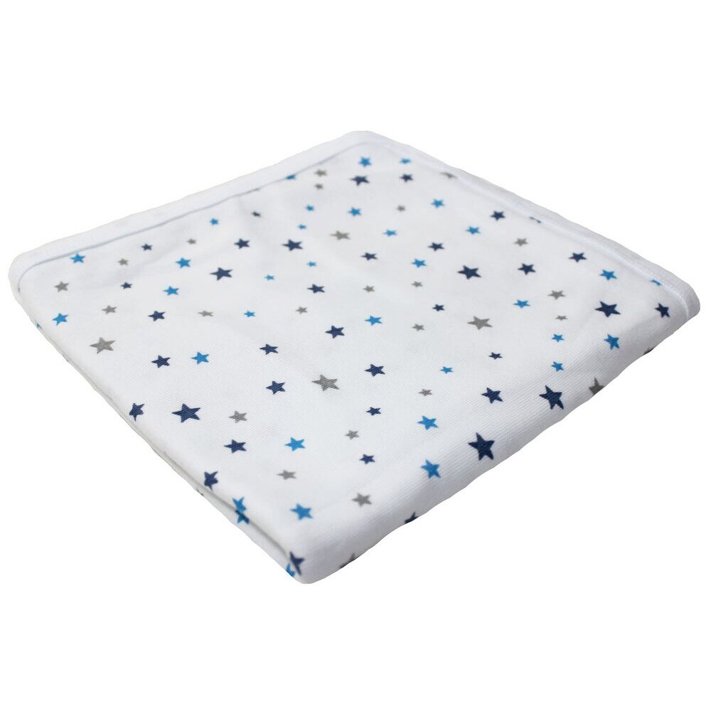 Paturica bumbac, cu stelute albastre si bluemarin, 80x90cm