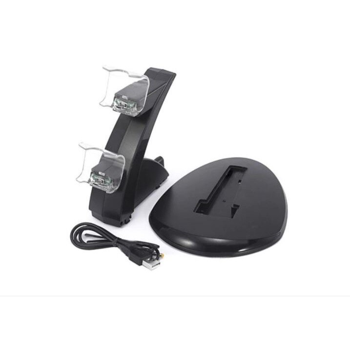 Stand PS4, GAIA, Pentru 2 Controllere, Dock De Incarcare Cu LED Inclus, Negru/Gri