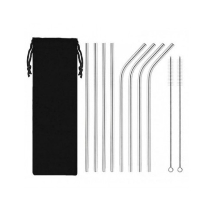 Set 8 paie metalice, reutilizabile, Gonga® Argintiu