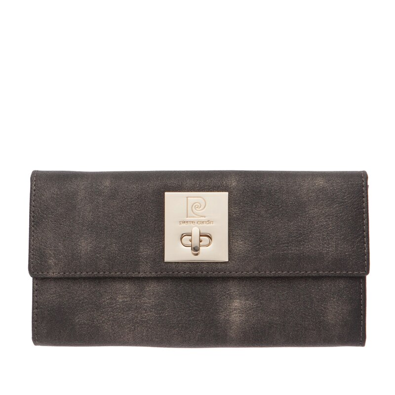 Portofel dama, Pierre Cardin, Piele ecologica, Verde, Clips metalic