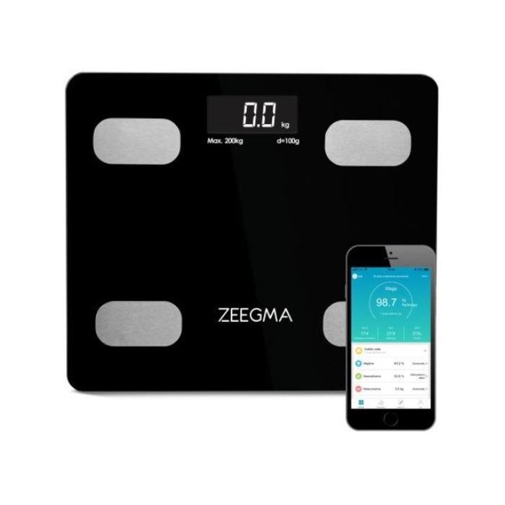 Кантар Zeegma, 17 в 1, 200 кг макс тегло, Анализатор, Черен