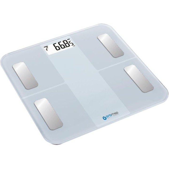 Кантар ORO-SCALE, 180 кг макс тегло, Bluetooth, Бял