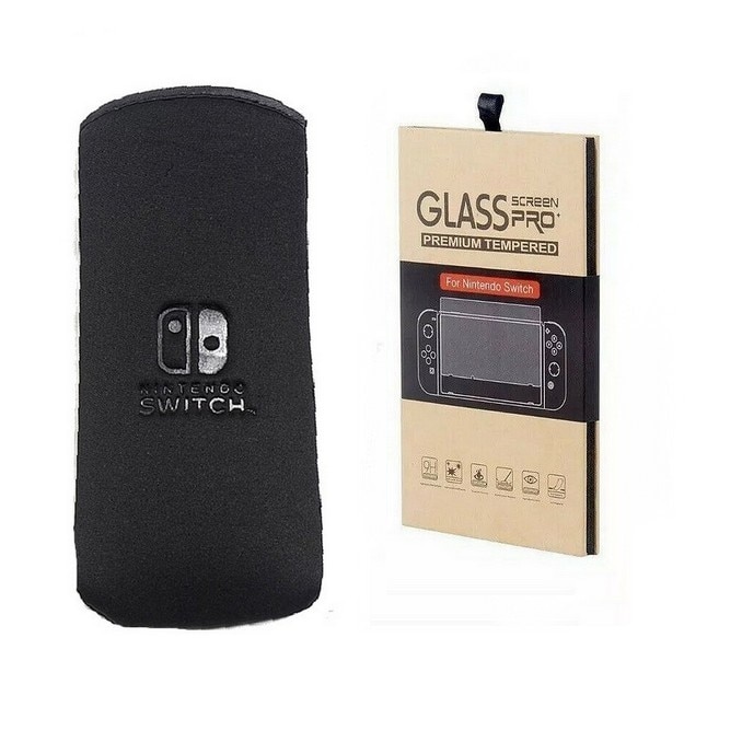 Husa Nintendo Switch Soft Negru + Glass Protector 9H