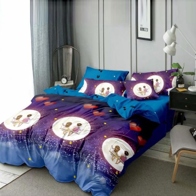 Set lenjerie de pat dublu, bumbac satinat, 4 piese, Casa de Vis, A50-443