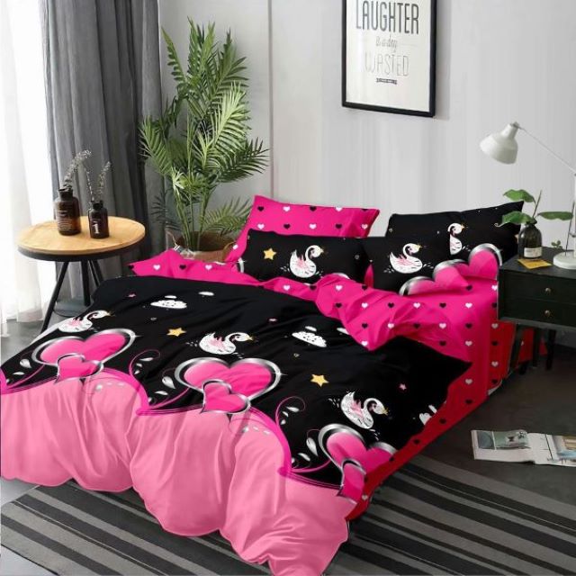 Set lenjerie de pat dublu, bumbac satinat, 4 piese, Casa de Vis, A50-456