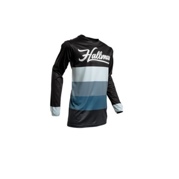Tricou enduro Horizon S20, Negru-Albastru, L, Hallman