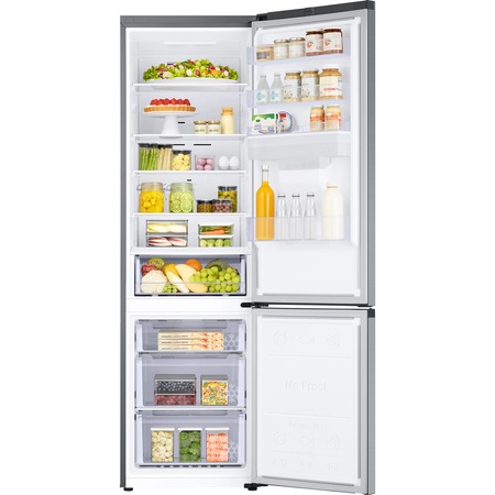 Хладилник с фризер Samsung RB38T630ESA/EF, 376 л, Клас E, No Frost, Компресор Digital Inverter, All around coooling, Диспенсър за вода, H 203 см, Сребрист
