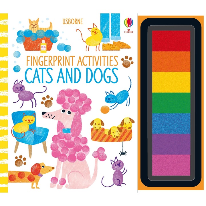 Книга за занимания по рисуване с пръсти, Fingerprint Activities Cats and Dogs, Usborne
