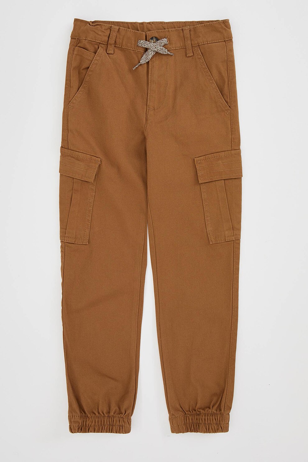 DeFacto, Pantaloni cargo din material twill cu snur de ajustare, Scortisoara