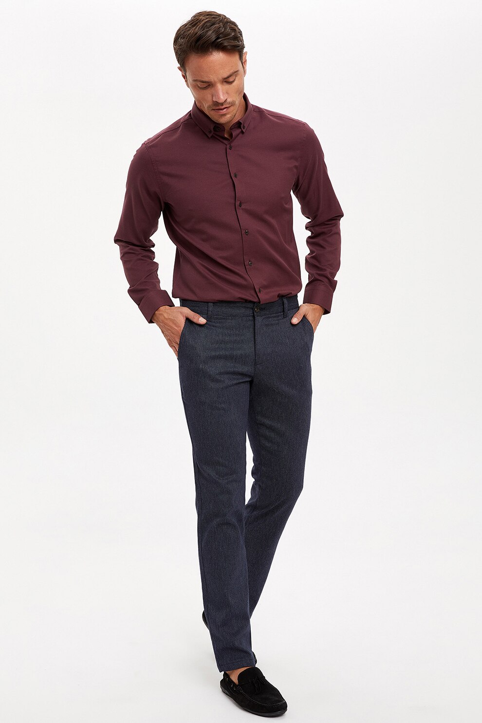 DeFacto, Pantaloni chino regular fit, Bleumarin