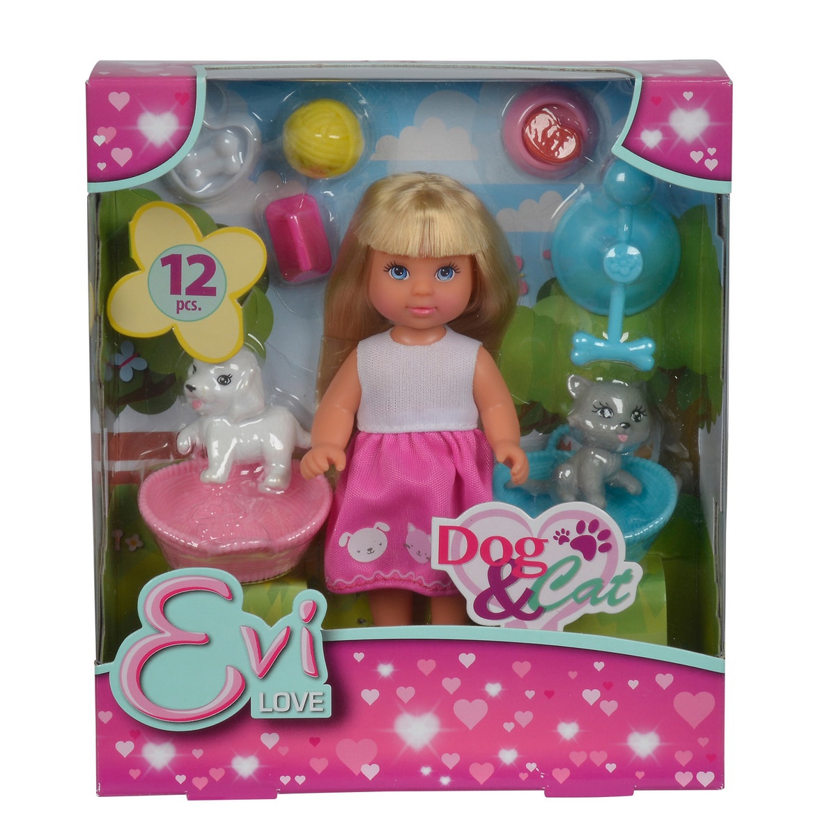 Set de joaca Evi Love - Evi cu catelul si pisicuta, 12 cm