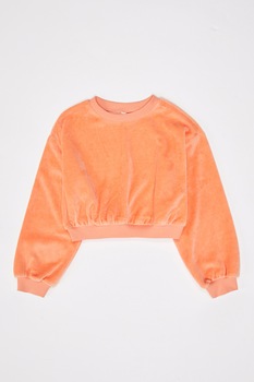 DeFacto, Bluza sport crop din velur, cu decolteu la baza gatului, Oranj mandarina DeFacto, Bluza sport crop din velur, cu decolteu la baza gatului, Oranj mandarina