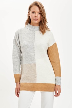 defacto pulover tricotat fin cu model colorblock gri deschis melangeocru imagen 26_0_
0