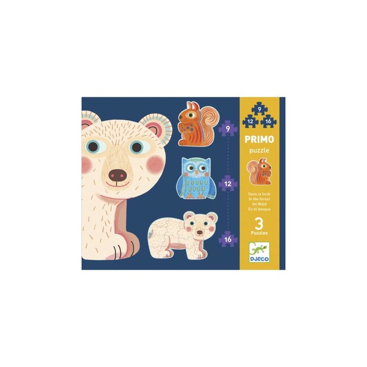 Primo puzzle - Az erdőben, 9, 12, 16 db-os - In the forest- DJECO