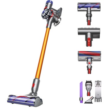 Aspirator vertical Dyson V8 Absolute + , 425 W, 21.6 V, 0.54 l, autonomie 40 min, Gri/Galben Aspirator vertical Dyson V8 Absolute + , 425 W, 21.6 V, 0.54 l, autonomie 40 min, Gri/Galben