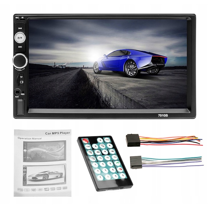 Player auto 7010B, 2DiN, negro, Radio FM, Navigatie , MirrorLink , Mp5, Ecran 7'', Bluetooth, Touchscreen, Divix , AVI , USB , SD Card , AUX