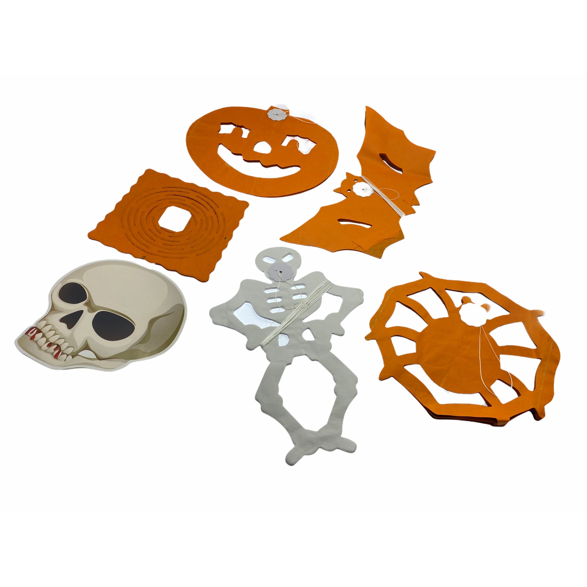 Set Atelier 6 ghirlande decorative pentru Halloween, Alb/Portocaliu