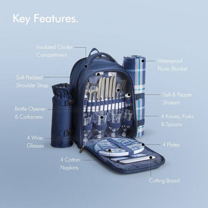 Rucsac picnic termoizolant si impermeabil pentru 4 persoane VonShef