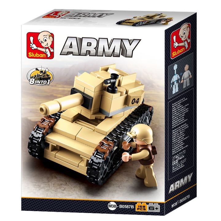 Sluban Army – 8 into 1 tank építőjáték készlet