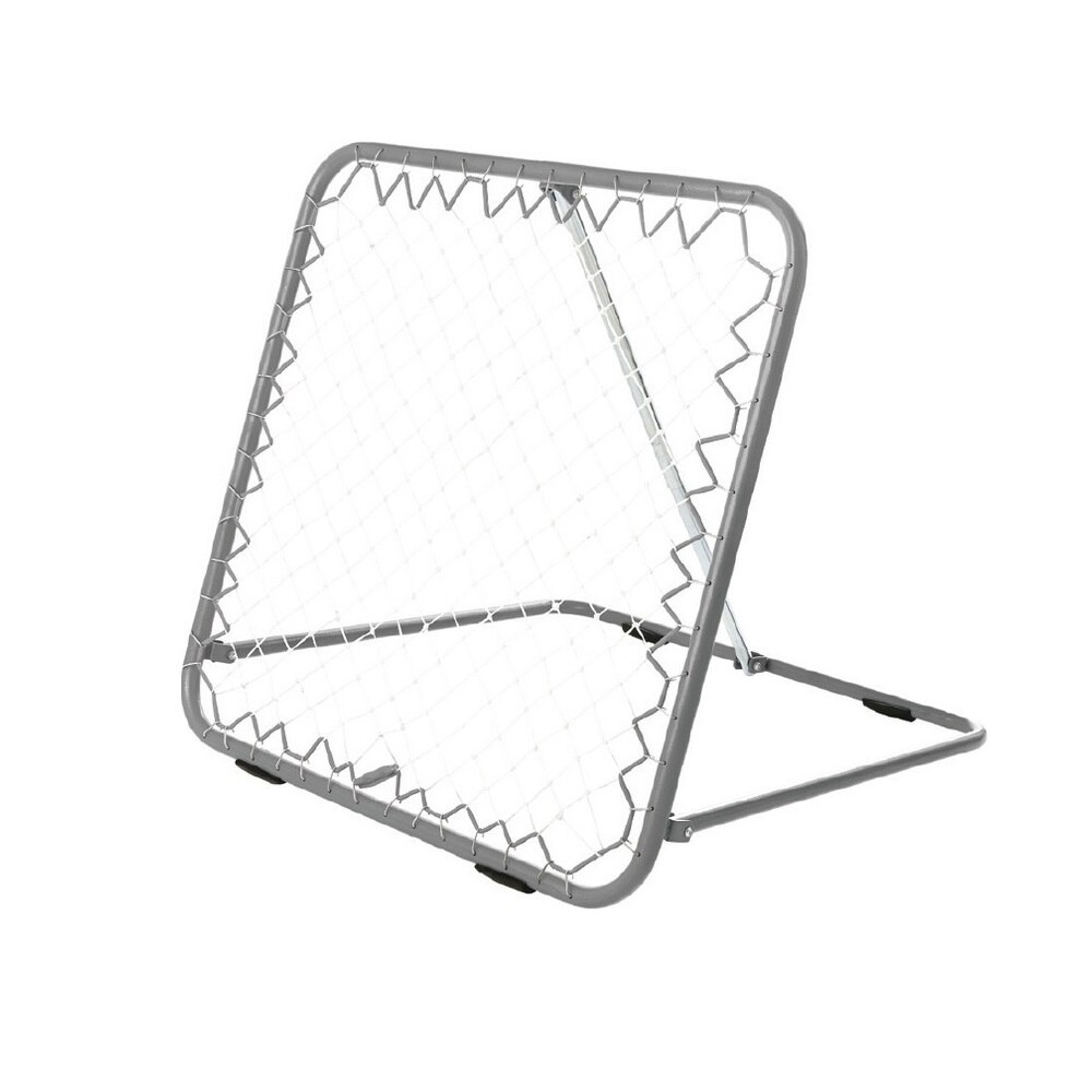 Plasa ricoseu antrenament fotbal, 1x1 m, 8 unghiuri de inclinare, 25-45 grade, cadru metal cu plasa, Gri/Alb