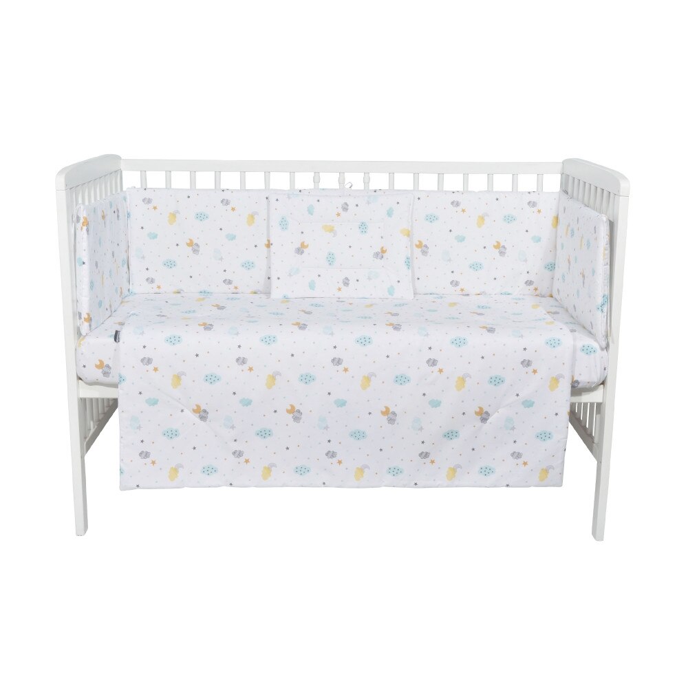 Set lenjerie patut cu 5 piese Turquoise Clouds