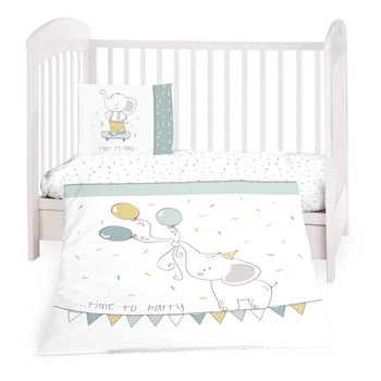 Set lenjerie patut cu 5 piese KikkaBoo Elephant Time Set lenjerie patut cu 5 piese KikkaBoo Elephant Time