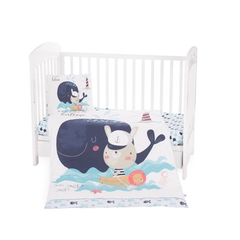 Set lenjerie patut cu 5 piese KikkaBoo Happy Sailor Set lenjerie patut cu 5 piese KikkaBoo Happy Sailor