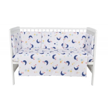 Set lenjerie patut cu 5 piese Dark Blue Moon Set lenjerie patut cu 5 piese Dark Blue Moon