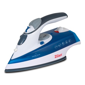 Fier de calcat Zilan 8082, Talpa ceramica, 2200 W, Auto-curatare, 1.7 m, Alb/Albastru Fier de calcat Zilan 8082, Talpa ceramica, 2200 W, Auto-curatare, 1.7 m, Alb/Albastru