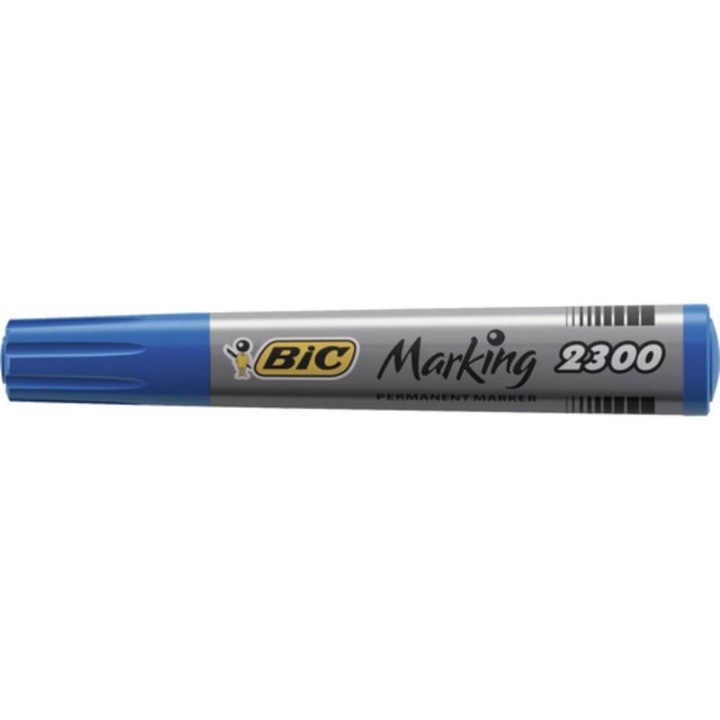 Marker Permanent BIC 2300, Varf Tesit de 3-5 mm, Cerneala Albastra pe Baza de Alcool