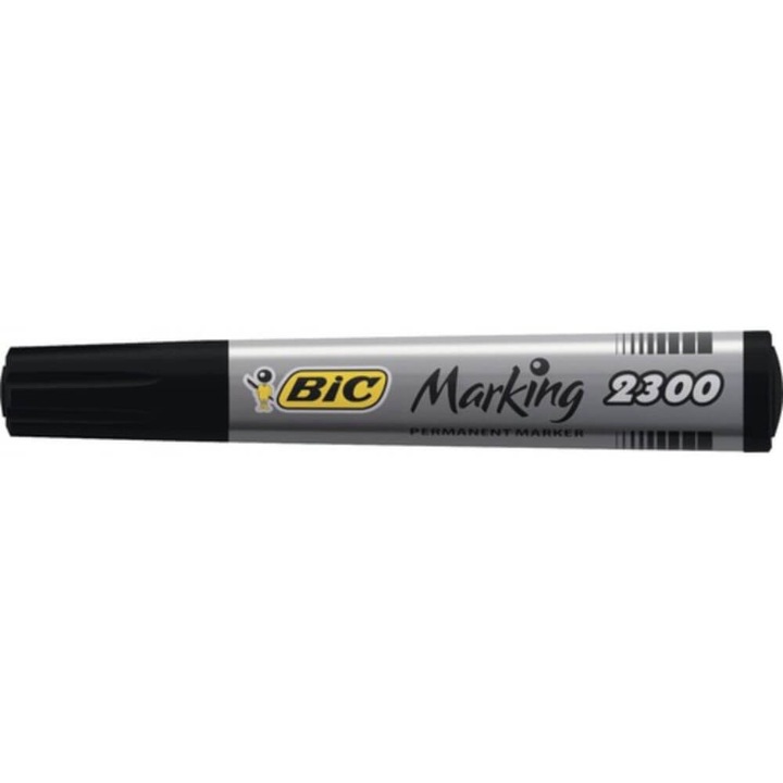 Marker Permanent BIC 2300, Varf Tesit de 3-5 mm, Cerneala Neagra pe Baza de Alcool