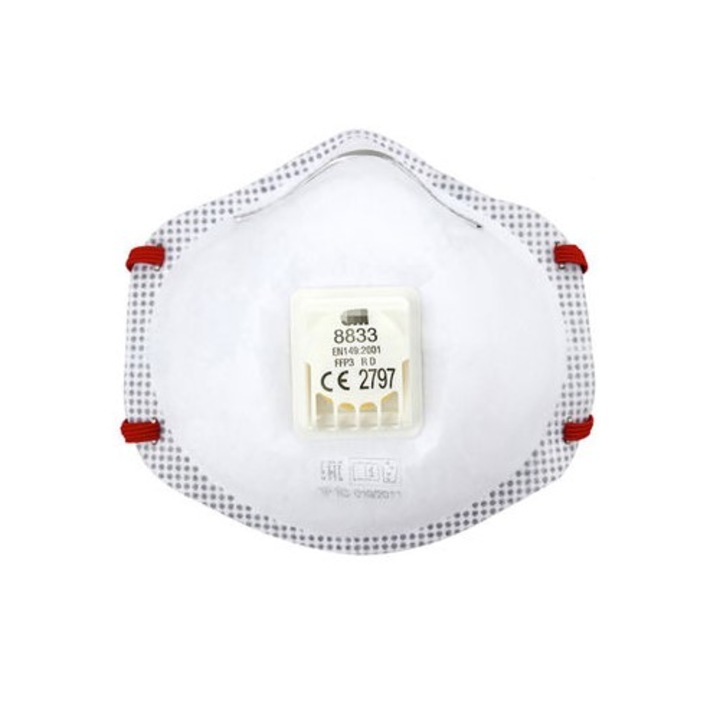 Комплект 10 респираторни маски 3M™ 8833 FFP3 с клапан Cool Flow™