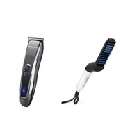 pachet promo pentru ingrijirea parului contine aparat profesional de tuns barba si parul kemei fara fir cu lama titan si placa pentru indreptat barba imagen 30_0_
0