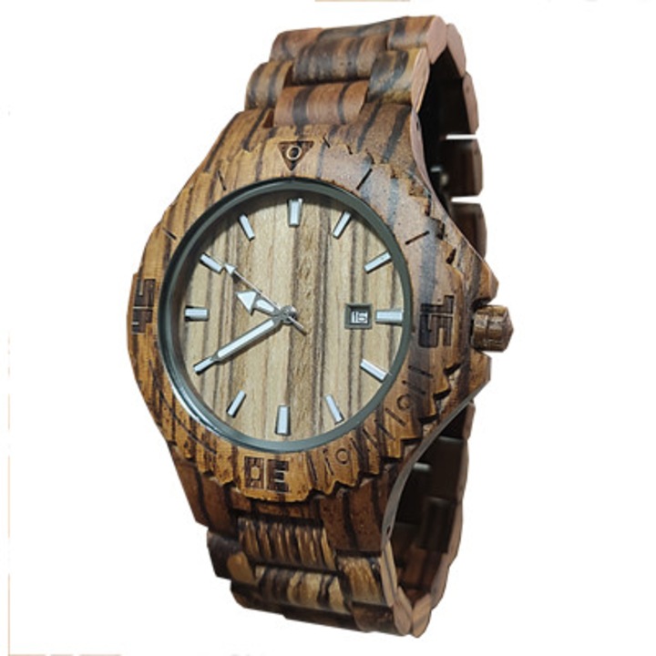 Ceas de lemn personalizat - Zebrawood