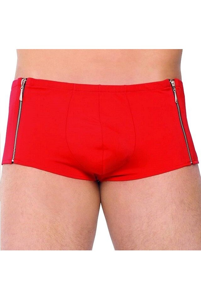 Boxeri, Softline 4500, cu fermoare, opac, rosu, Rosu