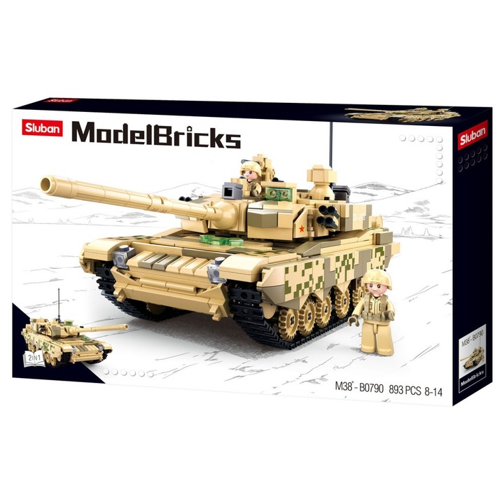 Sluban Model Bricks - Army 99-es típusú, 2 az 1-ben nehéz harckocsi építőjáték készlet