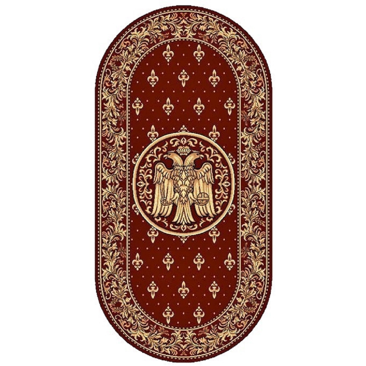 Covor Modern, Model Bisericesc, Lotos 15032-V, Rosu, Oval, 100x200 cm, 1800 gr/mp