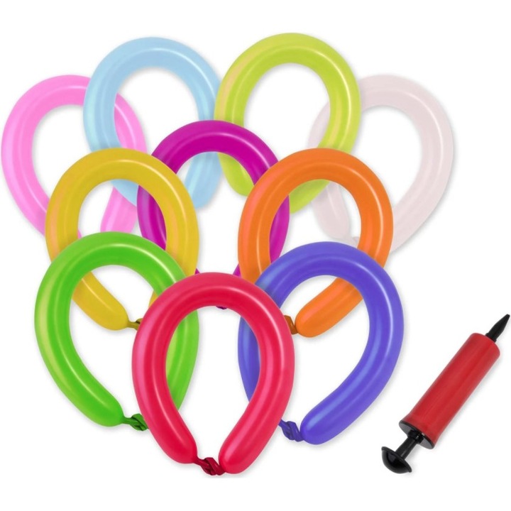 Set 45 baloane , Zola®, latex, pentru modelaj, multicolore, cu pompa