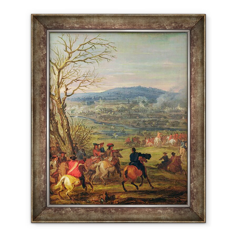 Tablou inramat - Adam Frans van der Meulen - Ludovic al XIV-lea 1638-1715 in batalia de langa Muntele Cassel, 11 aprilie 1677, 50 x 60 cm