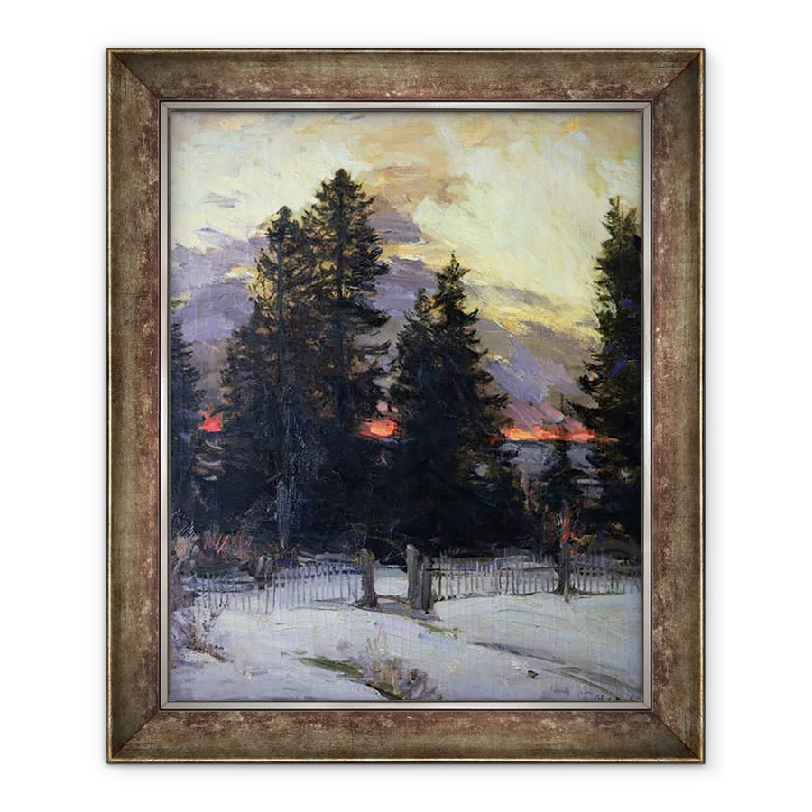 Tablou inramat - Abram Efimovich Arkhipov - Apusul soarelui peste un peisaj de iarna, 90 x 110 cm