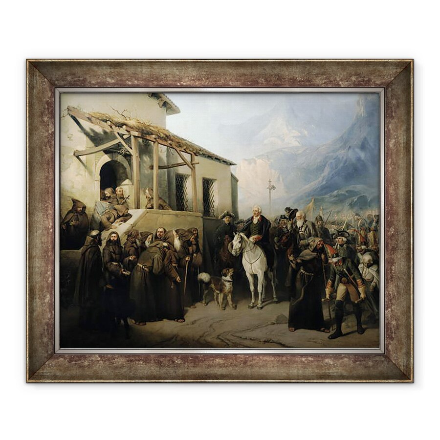 Tablou inramat - Adolf Jossifowitsch Charlemagne - Feldmaresalul Alexander Suvorov la summitul St. Gothard, 13 septembrie 1799, 50 x 60 cm