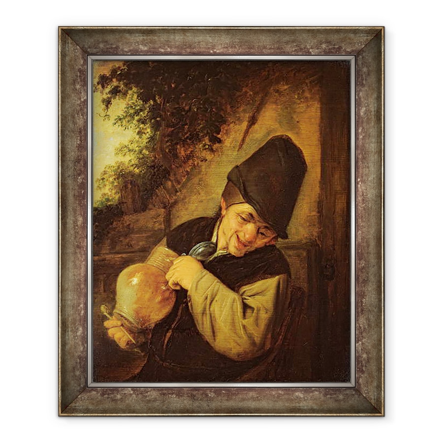 Tablou inramat - Adriaen Jansz. van Ostade - Un taran care detine o ulcior si o pipa, 90 x 110 cm