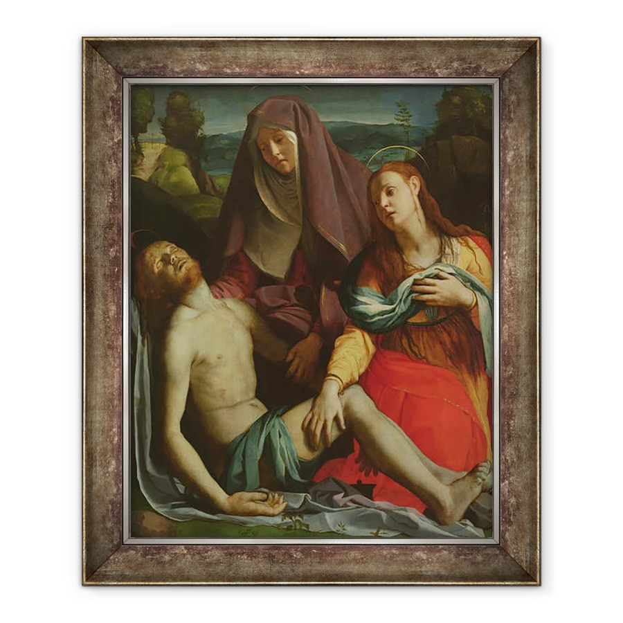 Tablou inramat - Agnolo di Cosimo Bronzino - Hristos mort intre Fecioara si Maria Magdalena, 90 x 110 cm
