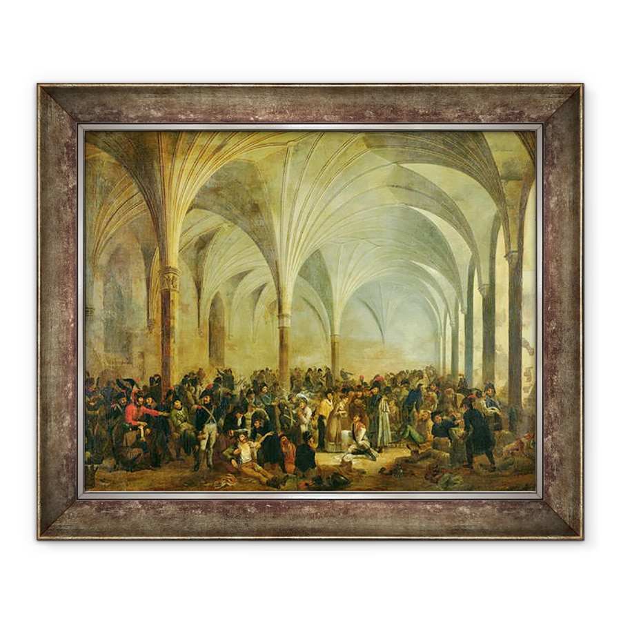 Tablou inramat - Adolphe Roehn - Spitalul Militar al francezilor si rusilor de la Marienburg in iunie 1807, 90 x 110 cm