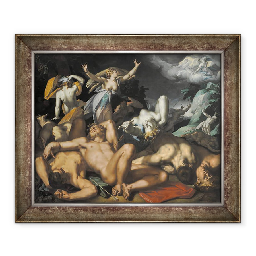 Tablou inramat - Abraham Bloemaert - Apollo si Diana pedepsind Niobe prin uciderea copiilor ei, 90 x 110 cm