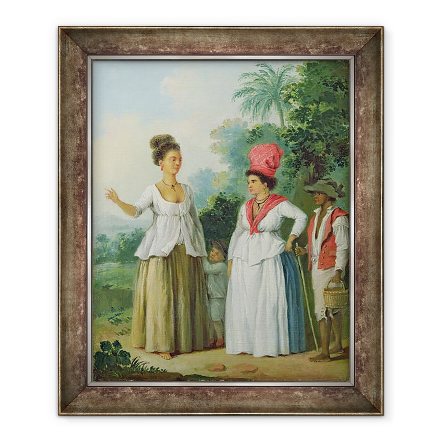 Tablou inramat - Agostino Brunias - Vest indian femei de culoare, cu un copil si negru servitor, 50 x 60 cm